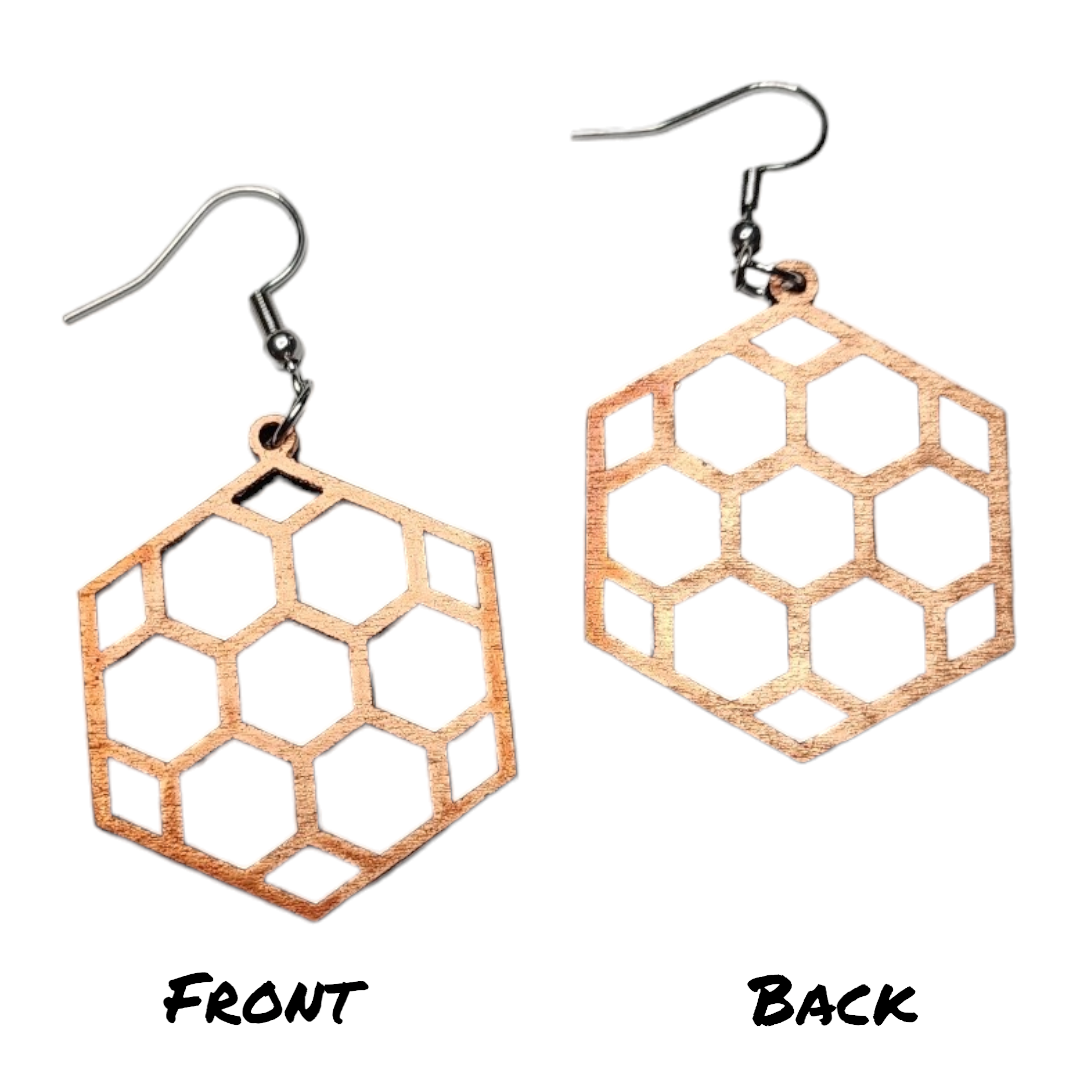 Bee Honey Comb Dangle Earring Stainless Steel Hooks