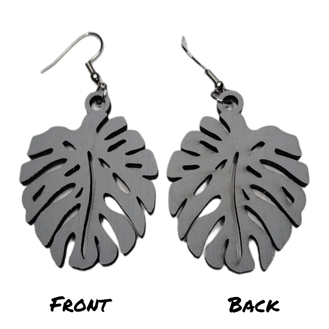 Monstera Tropical Nature Dangle Earring Stainless Steel Hooks