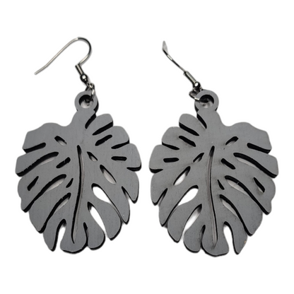 Monstera Tropical Nature Dangle Earring Stainless Steel Hooks