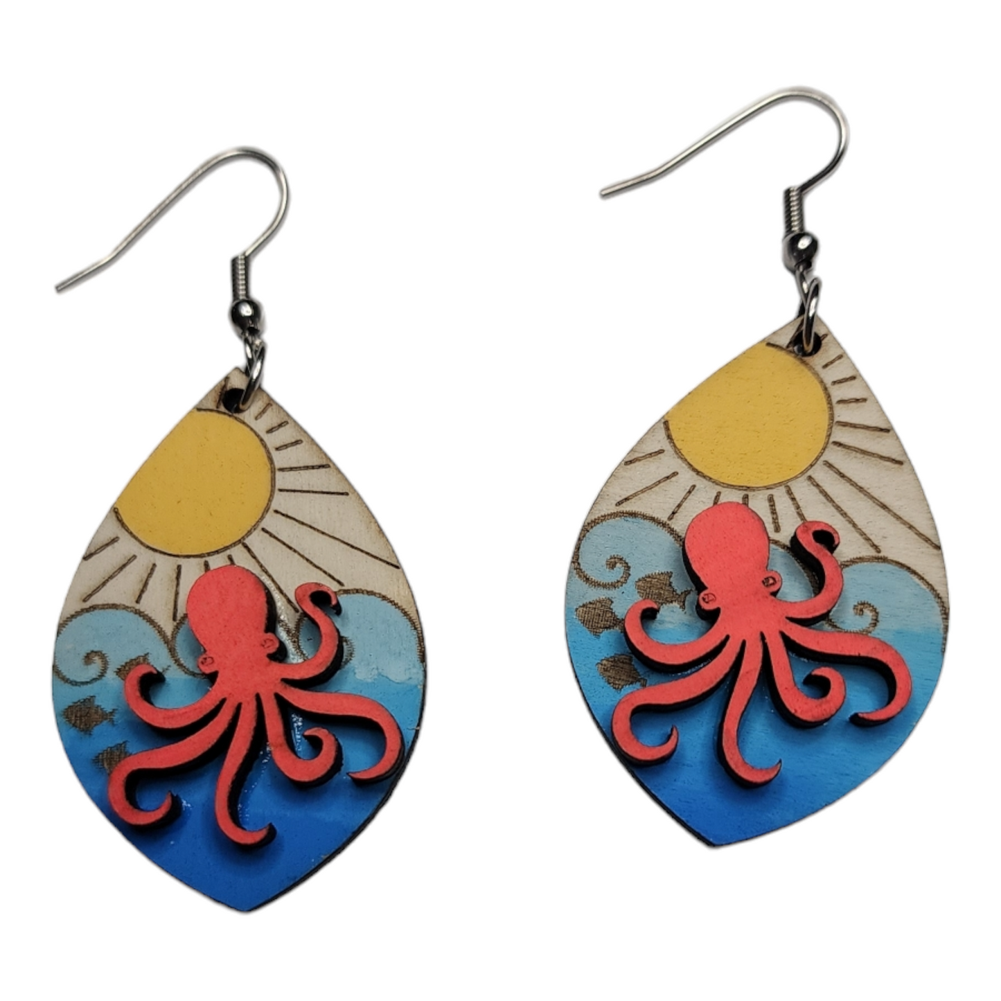 Octopus Tropical Nature Dangle Earring Stainless Steel Hooks