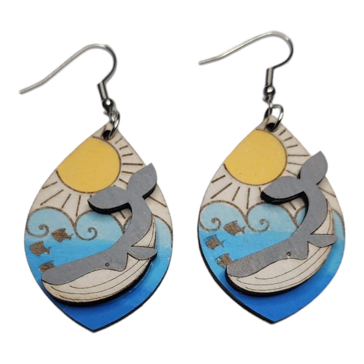 Whale Tropical Nature Dangle Earring Stainless Steel Hooks