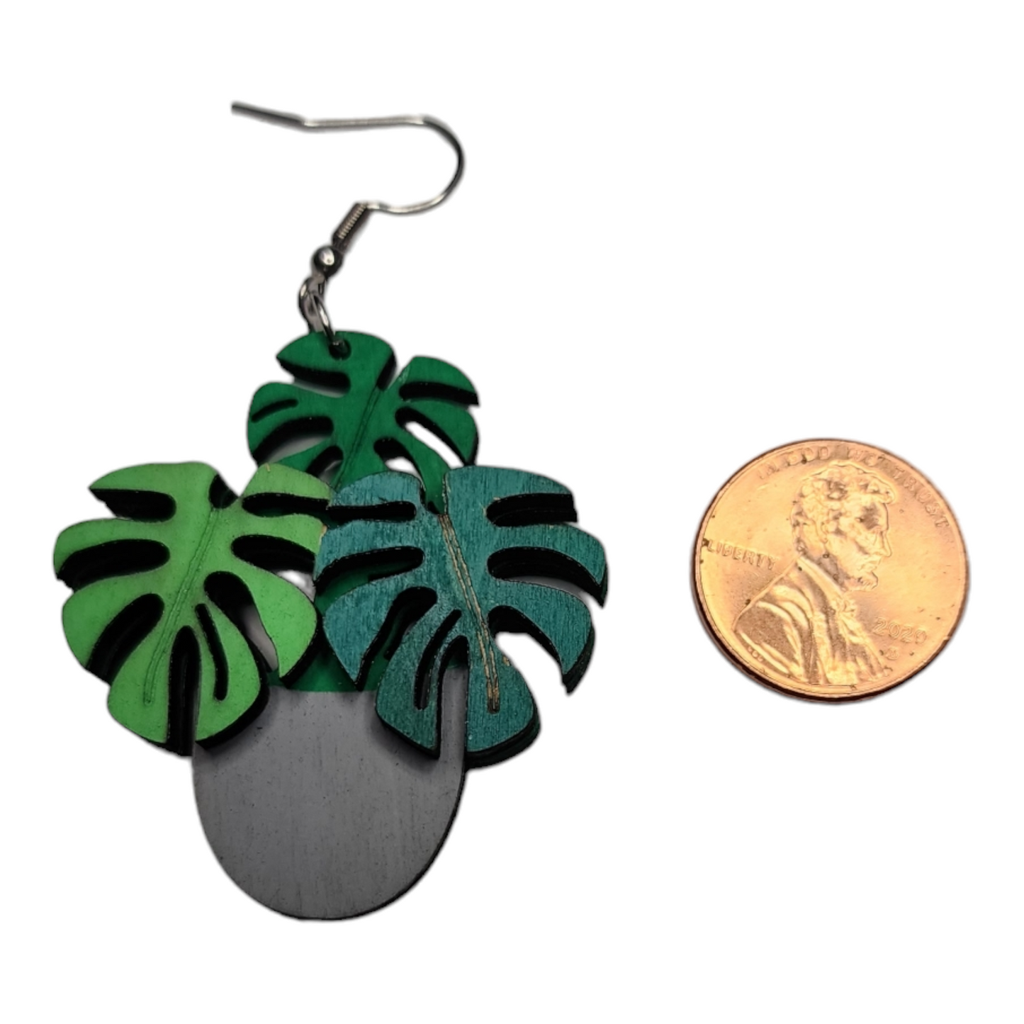 Monstera Pot Tropical Nature - Pendientes colgantes con ganchos de acero inoxidable