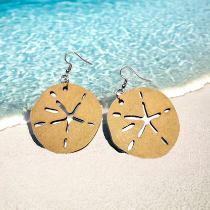 Sand Dollar Tropical Nature Dangle Earring Stainless Steel Hooks