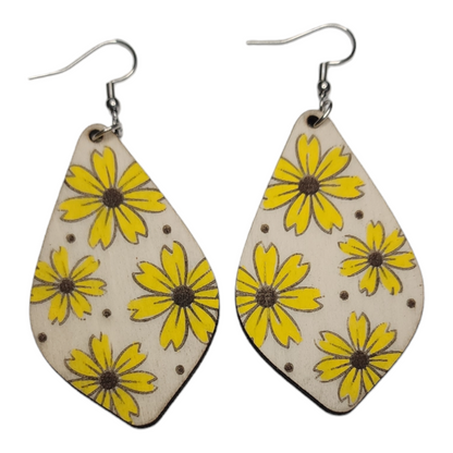 Sunflower Dots Dangle Earring Stainless Steel Hooks