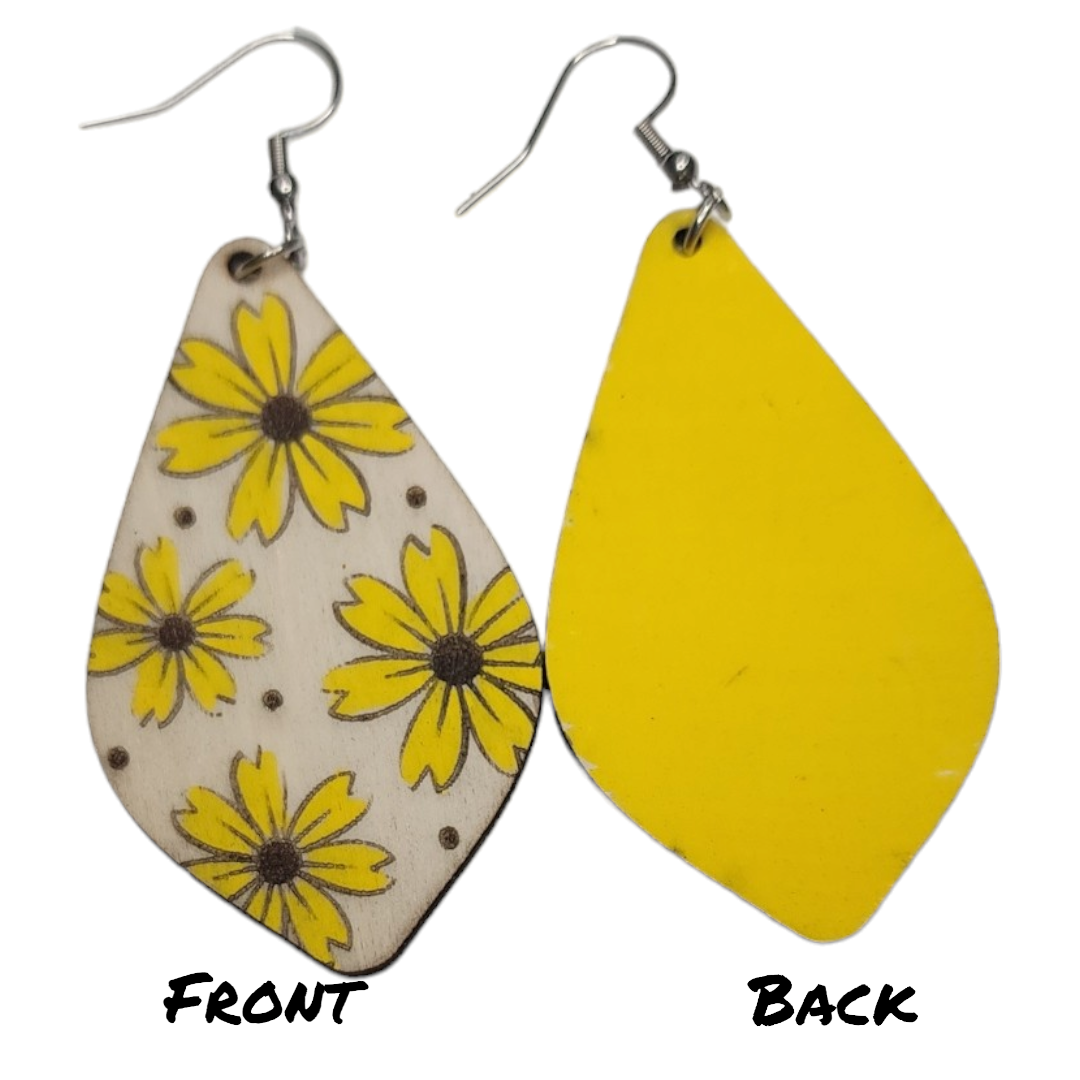 Sunflower Dots Dangle Earring Stainless Steel Hooks