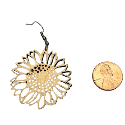 Hallow Sunflower Dangle Earring Stainless Steel Hooks