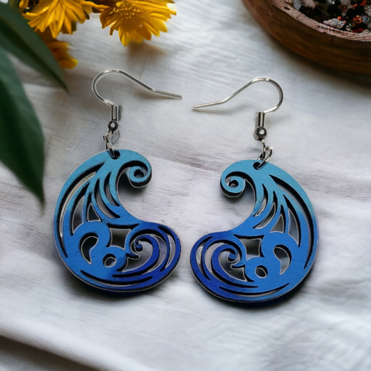 Paisley Gradient Nature Dangle Earring Stainless Steel Hooks