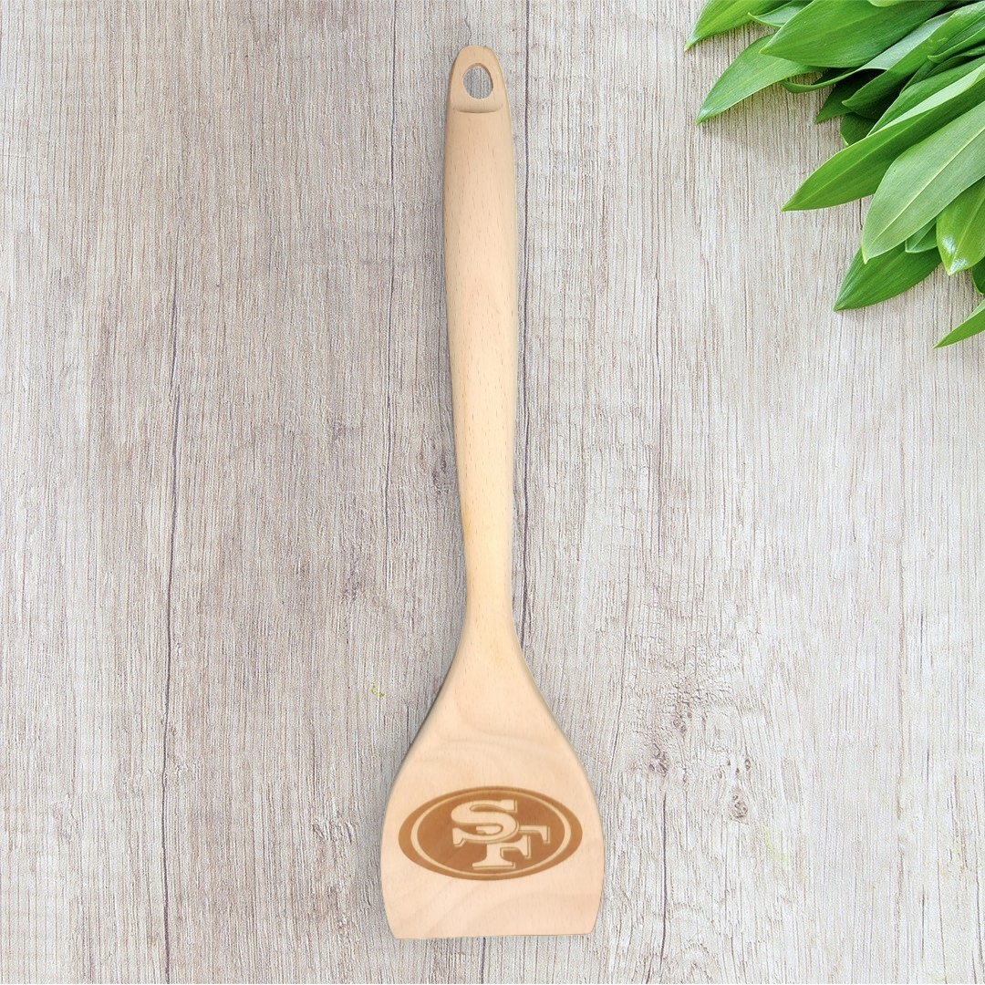 Cucharas de cocina de madera grabadas - Fútbol deportivo - 49ers (Diseñadas para colgar)