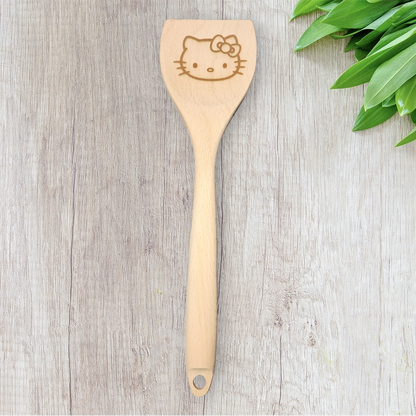 Engraved Wood Cooking Spoons - Character - Hello Kitty Head