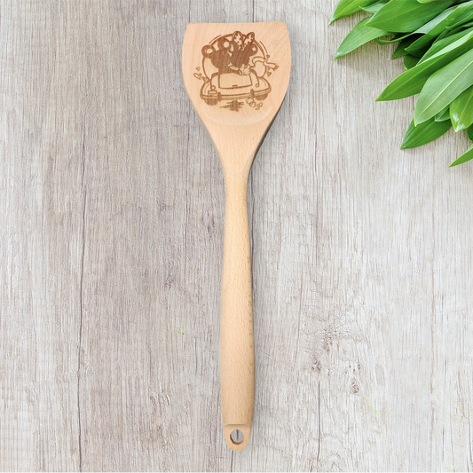 Engraved Wood Cooking Spoons - Character - Mickey and Minnie Car