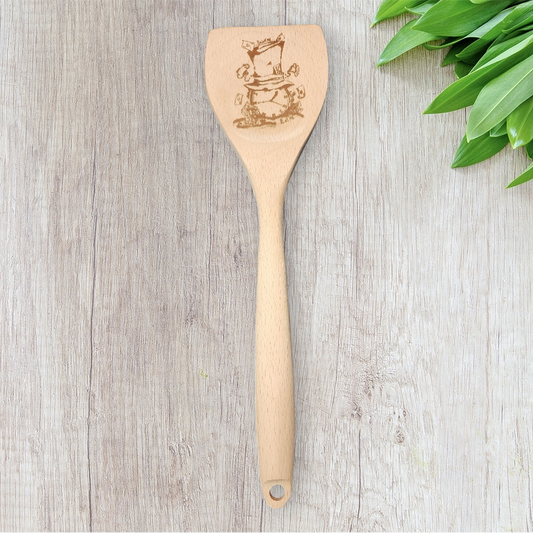 Cucharas de cocina de madera grabadas - Personaje - Sombrereros Locos Reloj