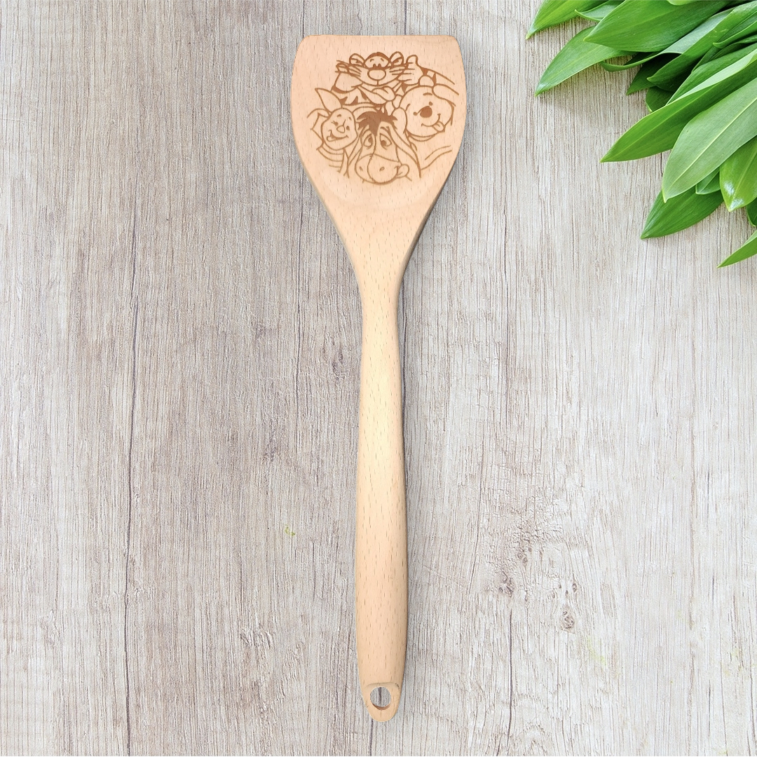 Engraved Wood Cooking Spoons - Character - Pooh and Gang Faces