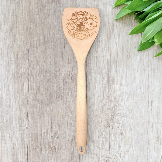 Engraved Wood Cooking Spoons - Character - Pooh and Gang Faces