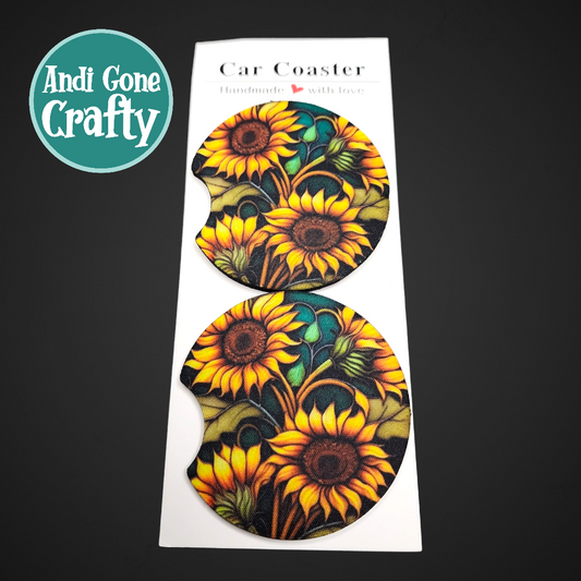 2.75in Foam Car Coaster - Style Sunflower