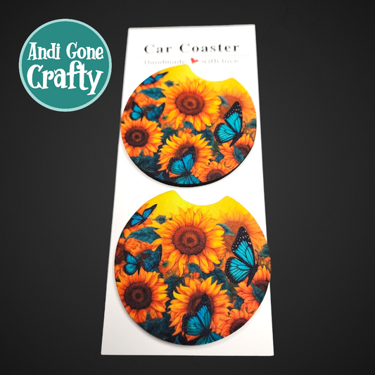 2.75in Foam Car Coaster - Style Sunflower