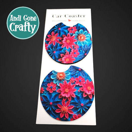 2.75in Foam Car Coaster - Flowers