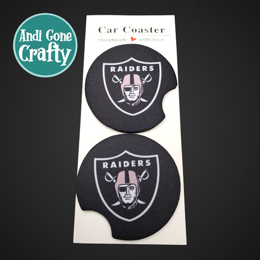 2.75in Foam Car Coaster Football - Style Las Vegas Raiders