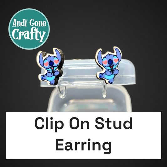 Clip On Earring - Blue Alien Heart Eyes - Character