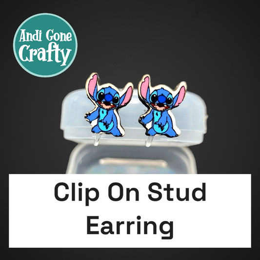 Clip On Earring Blue Alien Standing - Character