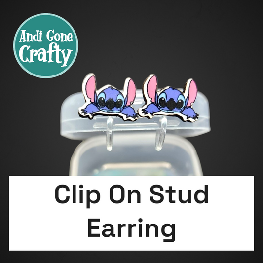 Clip On Earring - Blue Alien Head & Arms - Character