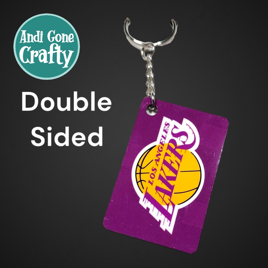 Double Sided Key Chain -1.5 x 2 in Rectangle - Los Angeles Lakers Basketball