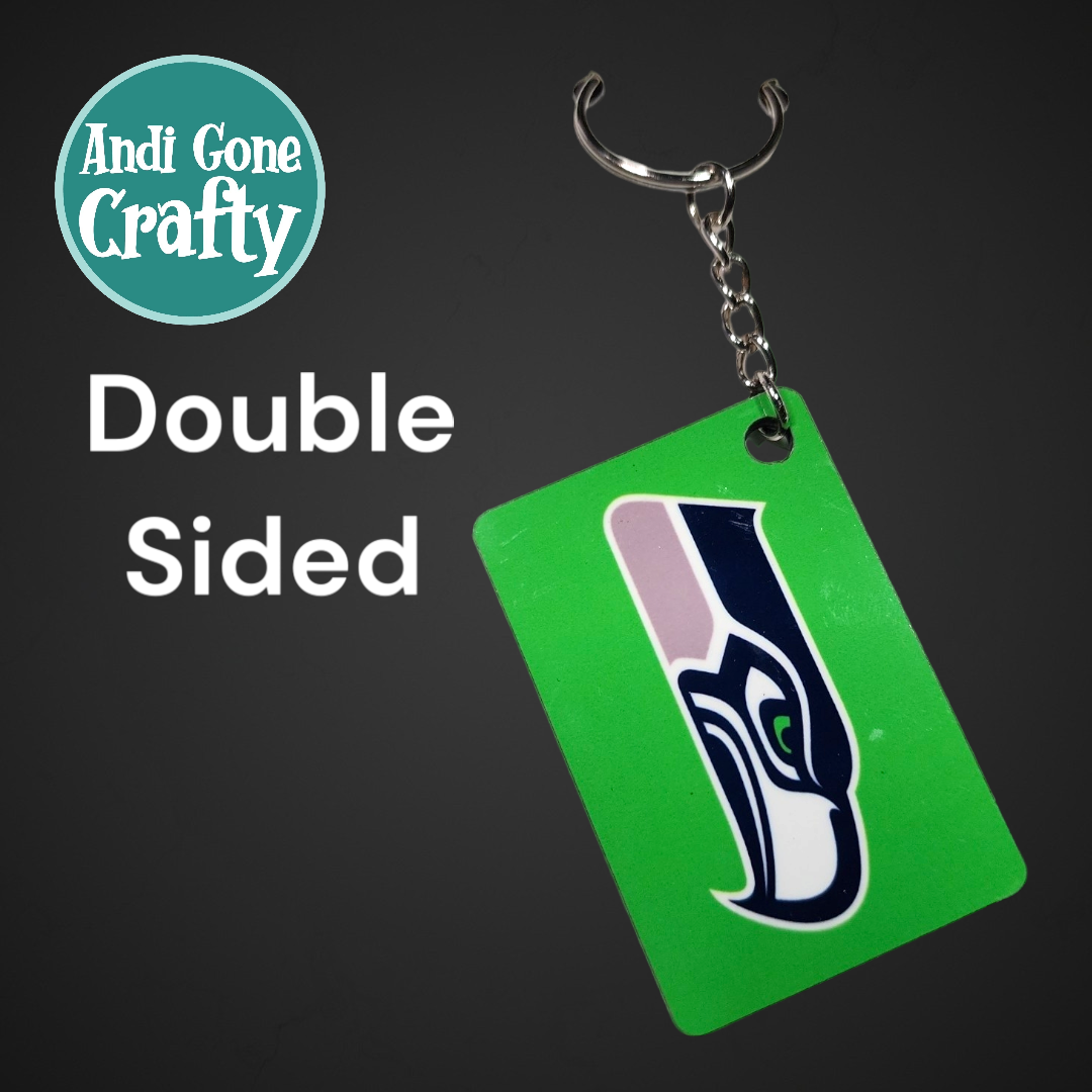 Llavero de doble cara -1.5 x 2 en rectángulo - Seattle Seahawks Football