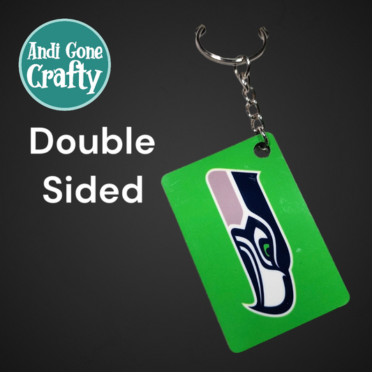 Double Sided Key Chain -1.5 x 2 in Rectangle - Seattle Seahawks Football