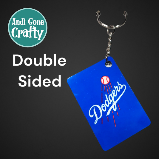Double Sided Key Chain -1.5 x 2 in Rectangle - Los Angeles Dodgers Baseball