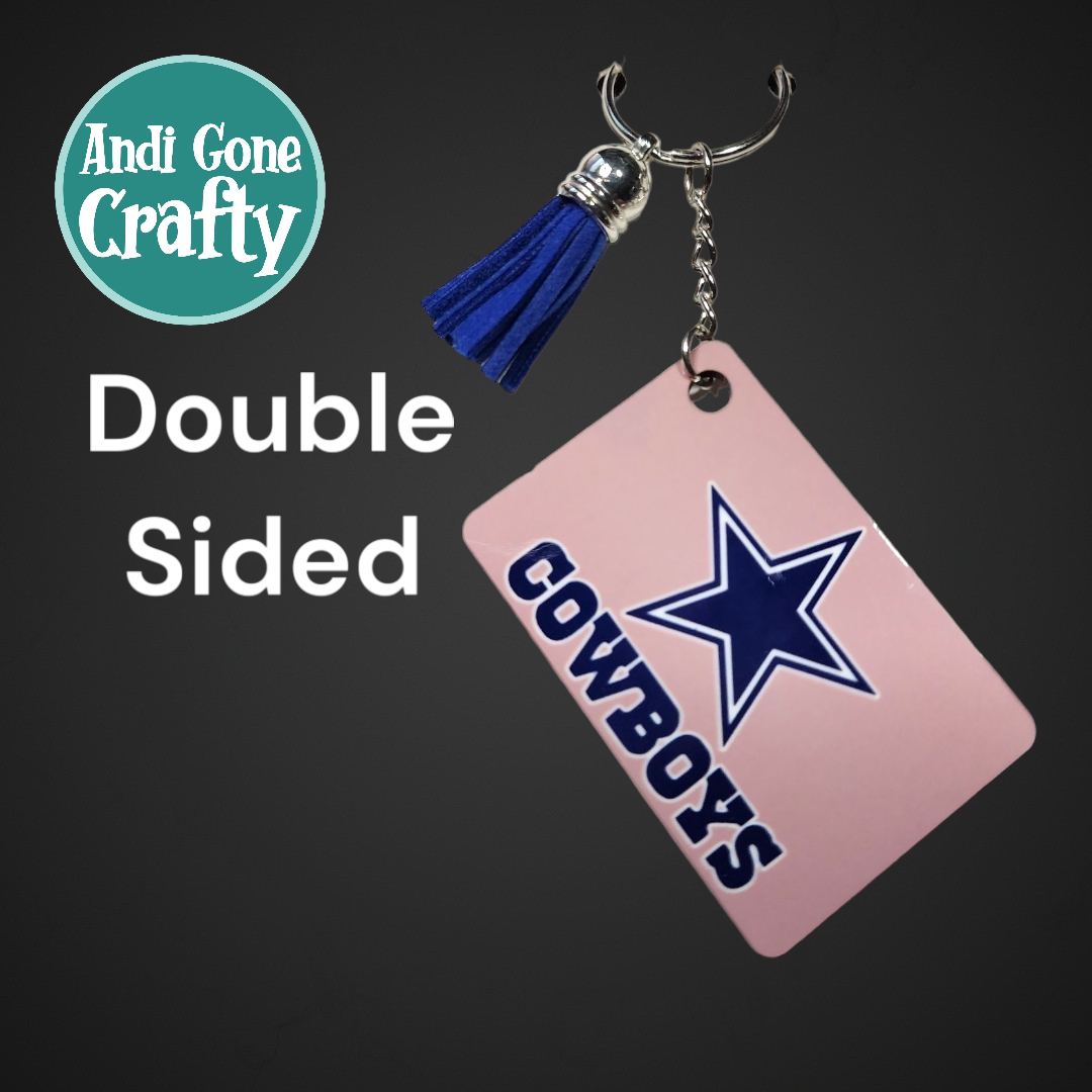 Llavero de doble cara -1.5 x 2 en rectángulo - Dallas Cowboys Football