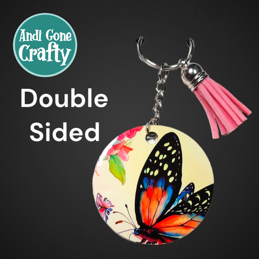 Double Sided Key Chain -2 in Circle - Style Butterfly