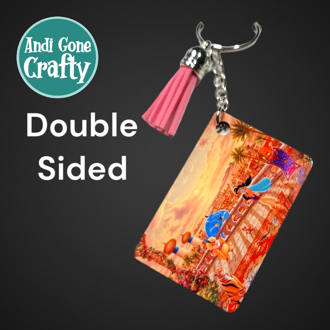 Double Sided Key Chain -1.5 x 2 in Rectangle - Style Kincade Aladdin - Character