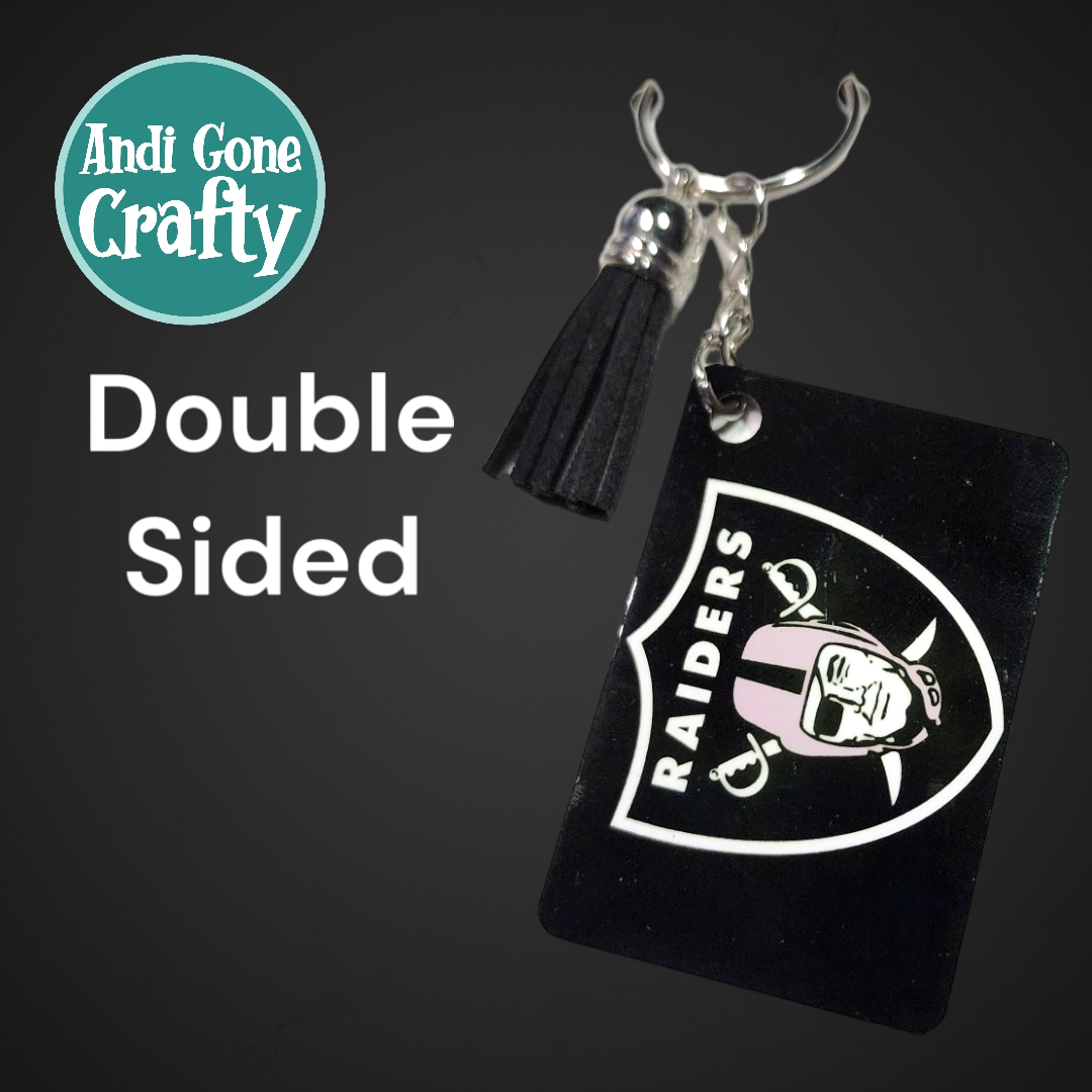 Double Sided Key Chain -1.5 x 2 in Rectangle - Las Vegas Raiders Football