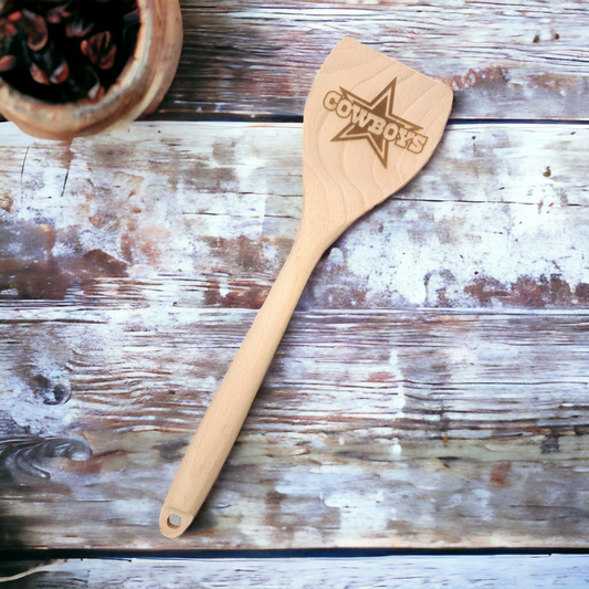 Cucharas de Cocina de Madera Grabadas - Fútbol Deportivo - Vaqueros