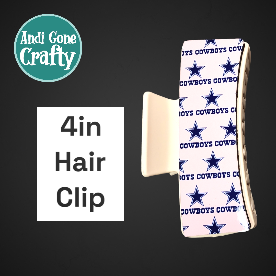 4 in Hair Clip / Claw - Style Football - Cowboys