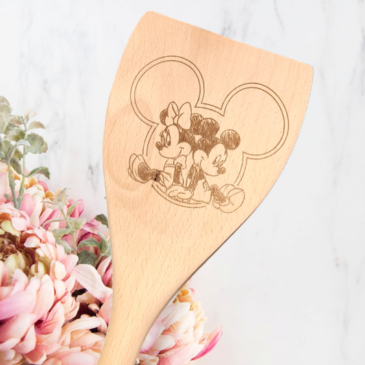 Engraved Wood Cooking Spoons - Character - Mickey & Minnie
