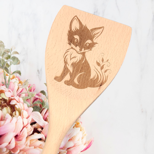 Engraved Wood Cooking Spoons - Animal - Fox