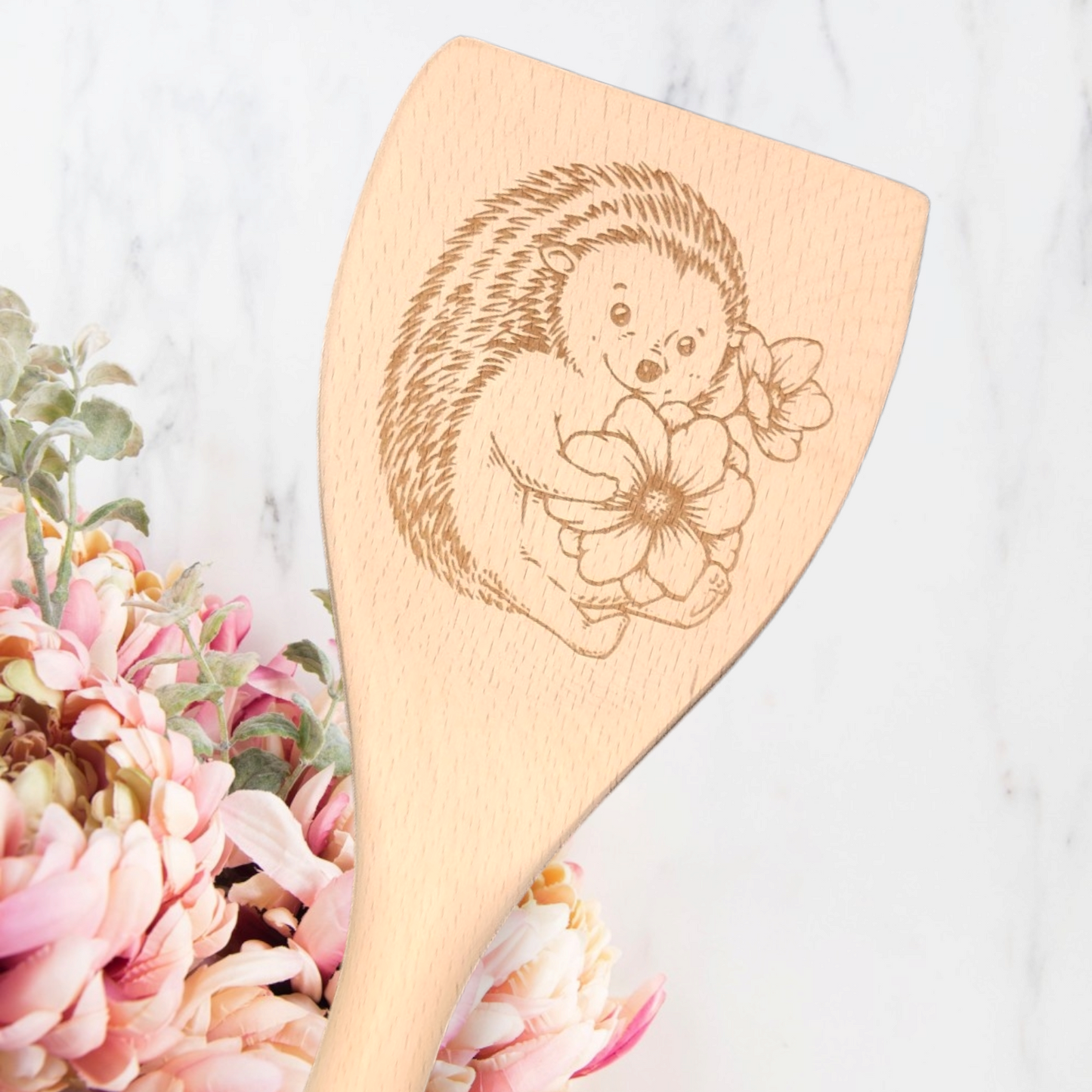 Engraved Wood Cooking Spoons - Animal  - Hedgehog