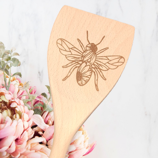 Engraved Wood Cooking Spoons - Bee Internal Sunflower