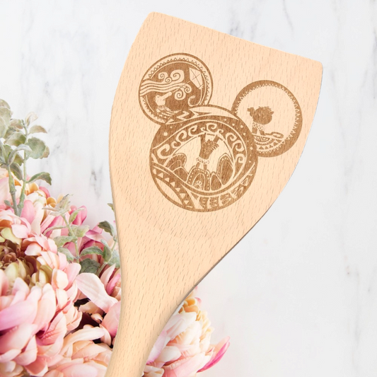 Engraved Wood Cooking Spoons - Character - Mowi