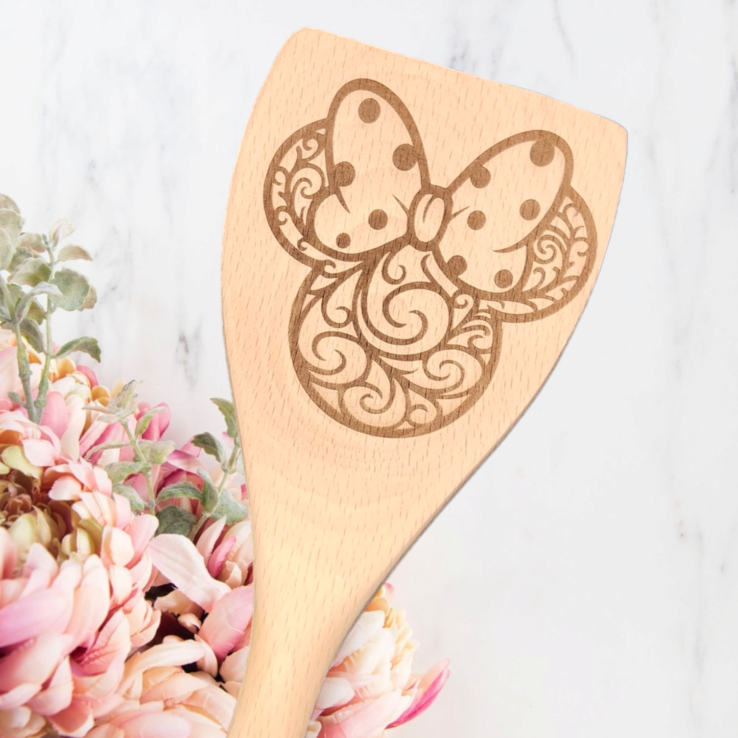 Cucharas de Cocina de Madera Grabadas - Personaje - Minnie Swirl