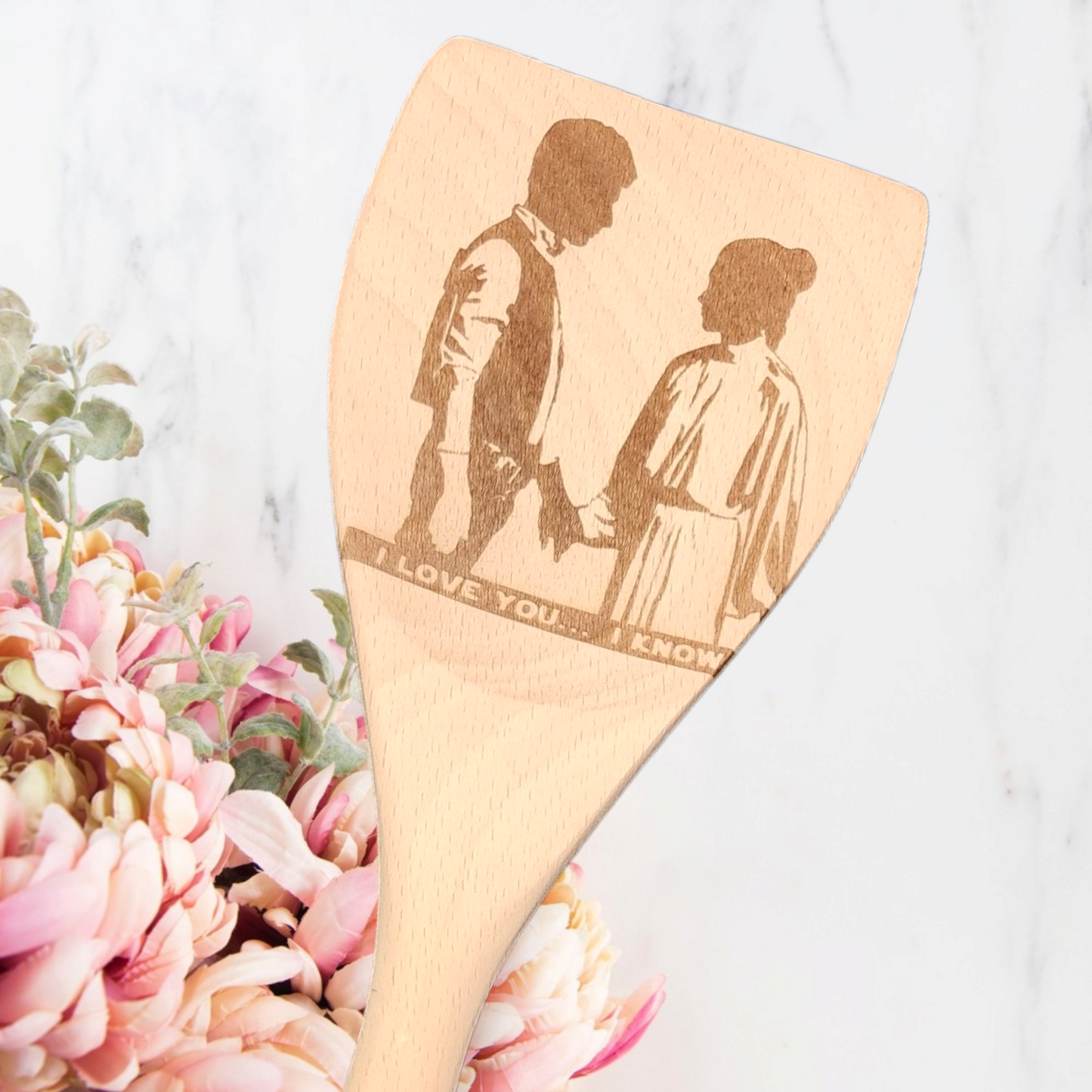 Engraved Wood Cooking Spoons - Character - I love you, I know