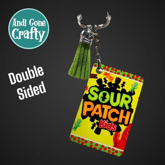 Double Sided Key Chain -1.5 x 2 in Rectangle - Style Sour Patch
