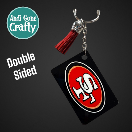 Double Sided Key Chain -1.5 x 2 in Rectangle - San Francisco 49ers Football