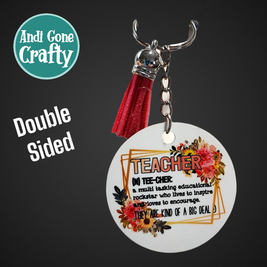 Double Sided Key Chain -2 in Circle - Style Teacher Definition