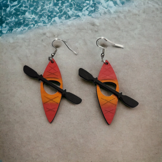 Canoe Dangle Earring Stainless Steel Hooks