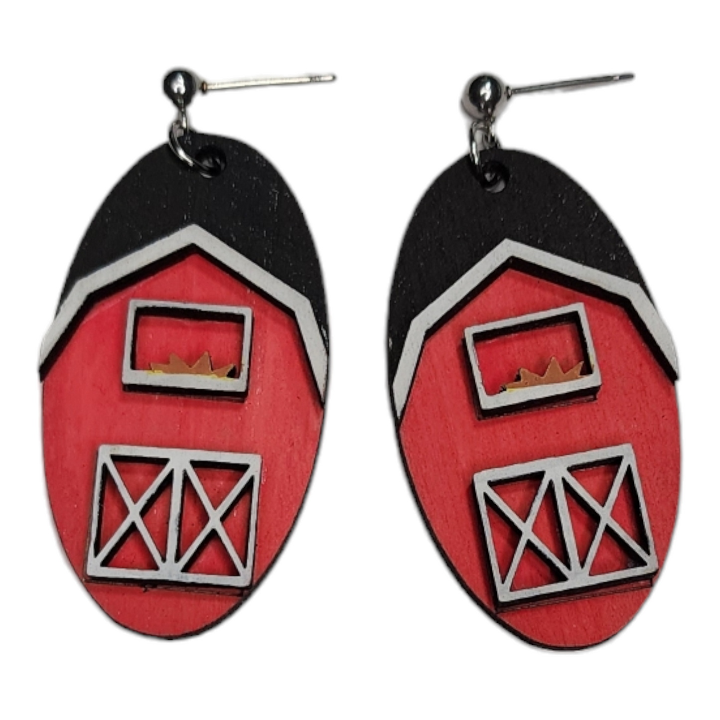 Farm Barn Dangle Earring Stainless Steel Hooks