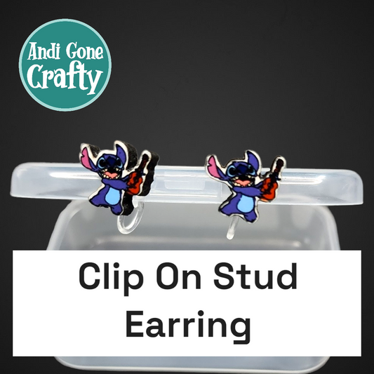 Clip On Earring - Blue Alien Guitar - Character