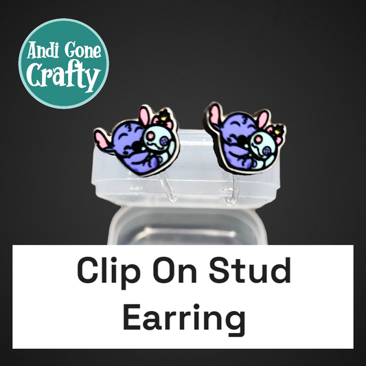 Clip On Earring Blue Alien + Doll - Character