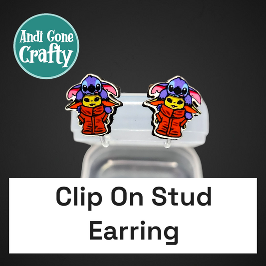 Clip On Earring Blue + Green Alien - Character