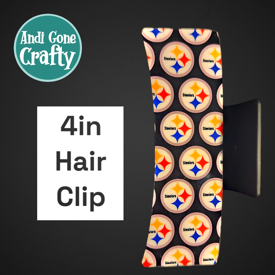 4 in Hair Clip / Claw - Football - Steelers